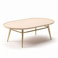 Natural wood coffee table with gold metal legs 120 x 60 x 45cm
