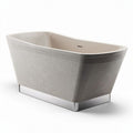 Freestanding soaking tub with a stone finish and brushed metal base 170 x 75 x 60cm