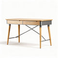 Wooden writing desk with metal accents and two drawers 120 x 60 x 75cm