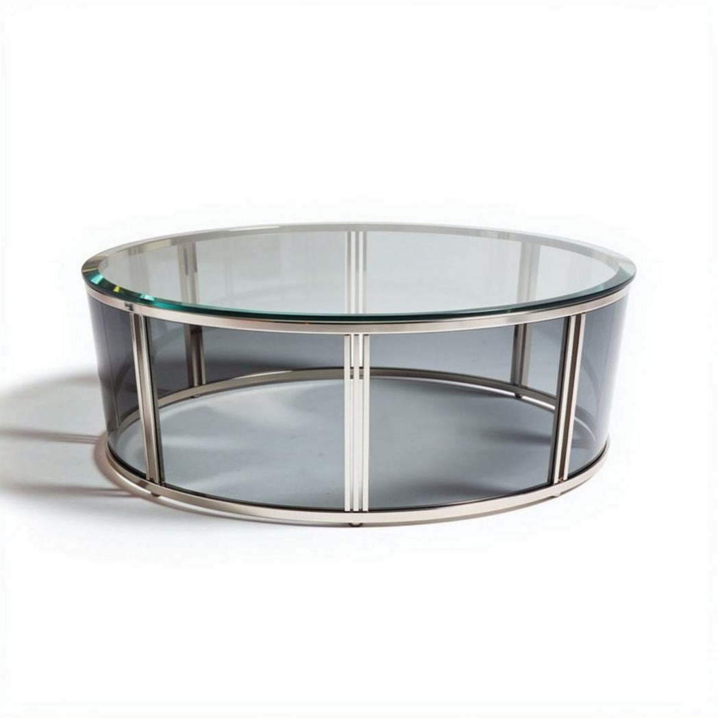 Glass top coffee table with metal frame and oval design 100 x 60 x 40cm