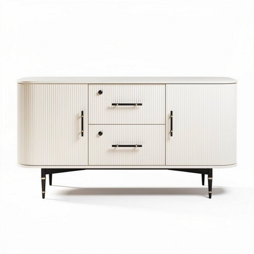 Modern sideboard cabinet with two drawers and two cabinets in white finish 120 x 40 x 70cm