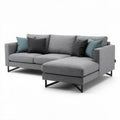 Modern sectional sofa with removable cushions and metal legs in gray 200 x 90 x 85cm